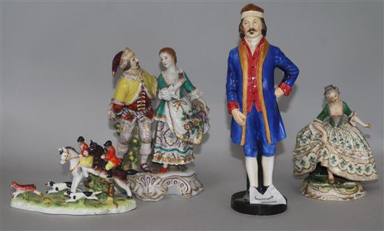 A Royal Doulton figure and 3 other figures/groups H. 7.5cm- 22.5cm
